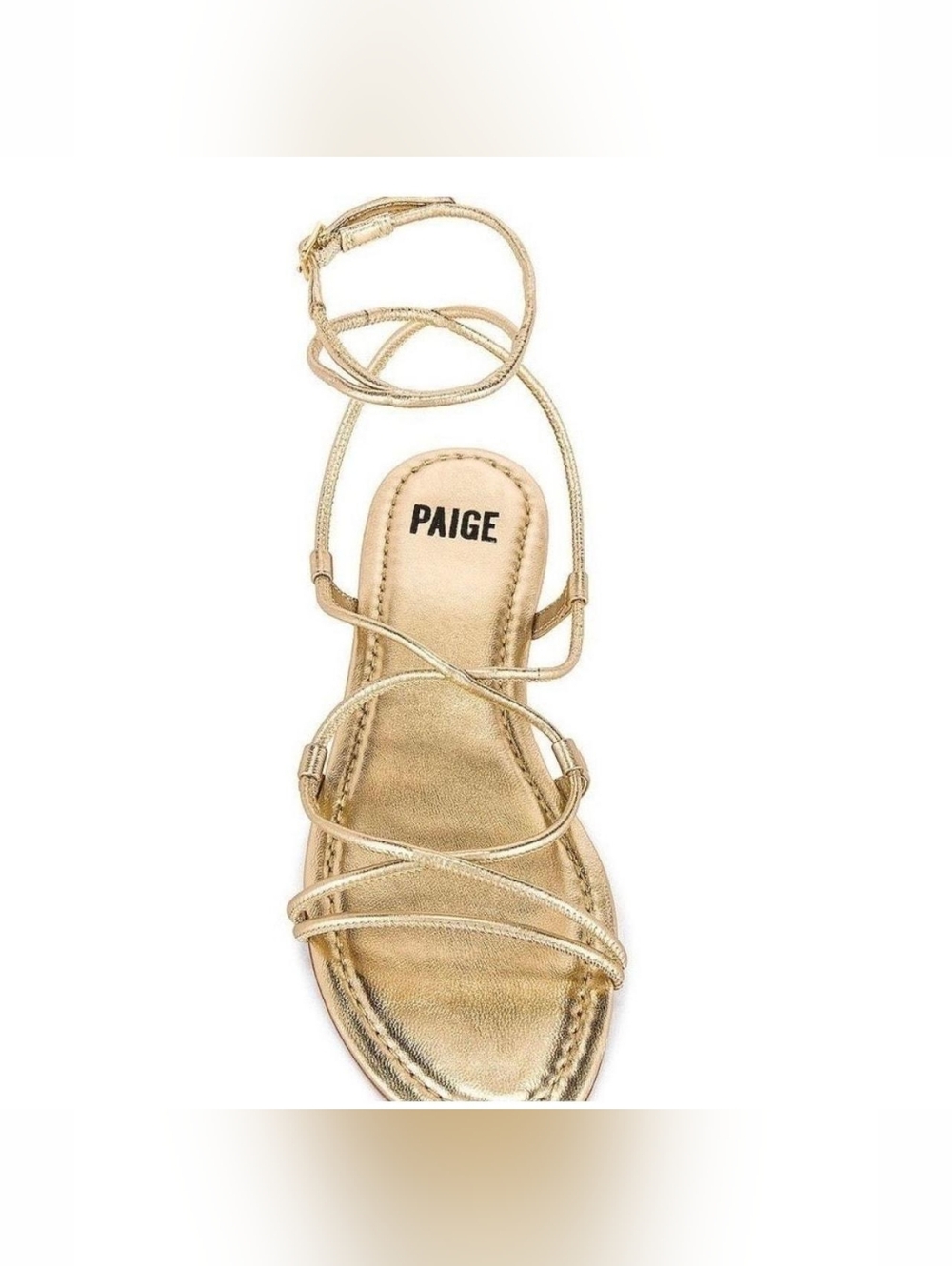 PAIGE Delilah Light Gold Metallic Leather Lace Up Wrap Flat Sandals Women's Sz 9